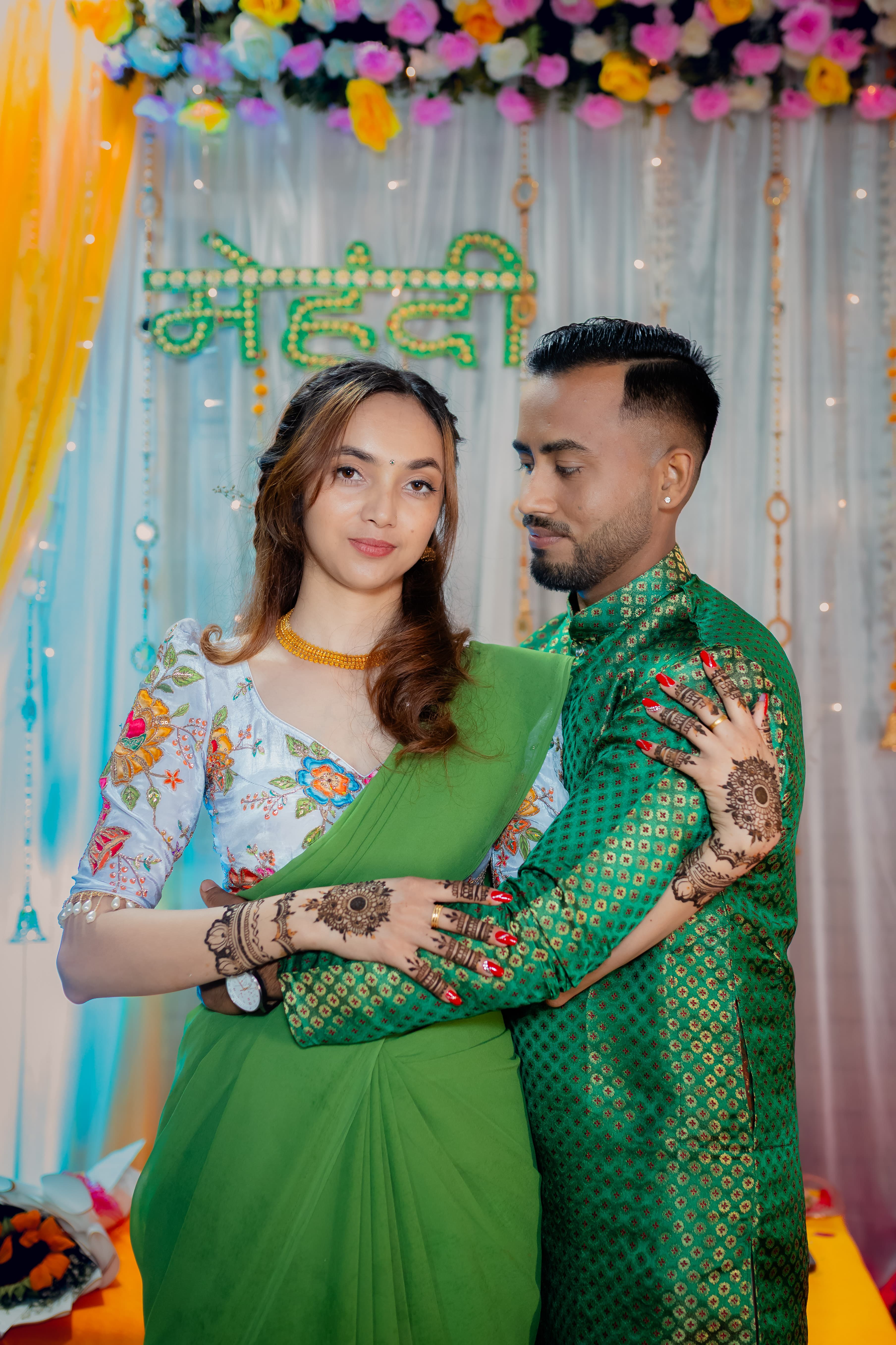 Mehendi Couple on Green Stage