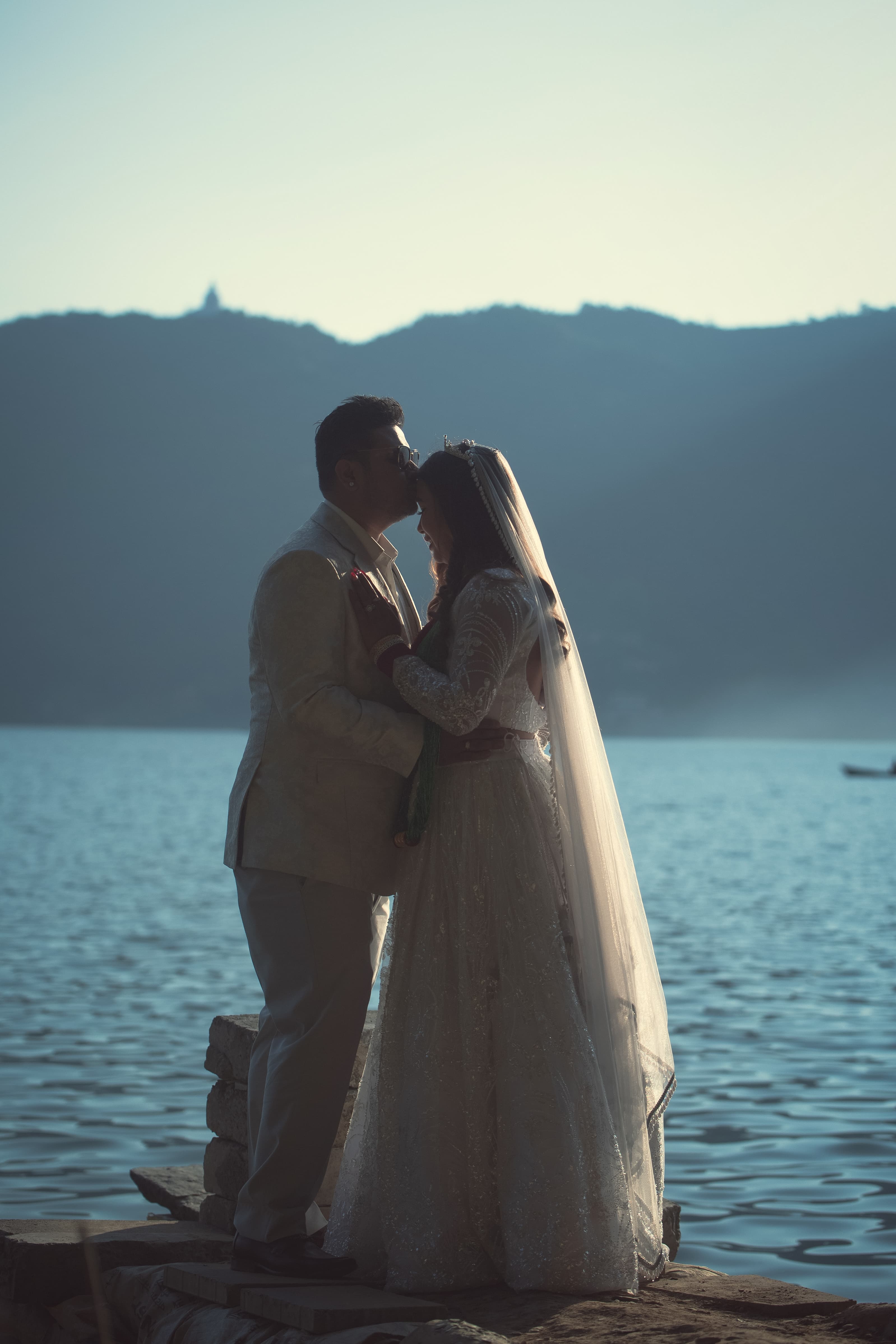 Post-Wedding Lakeside Silhouette