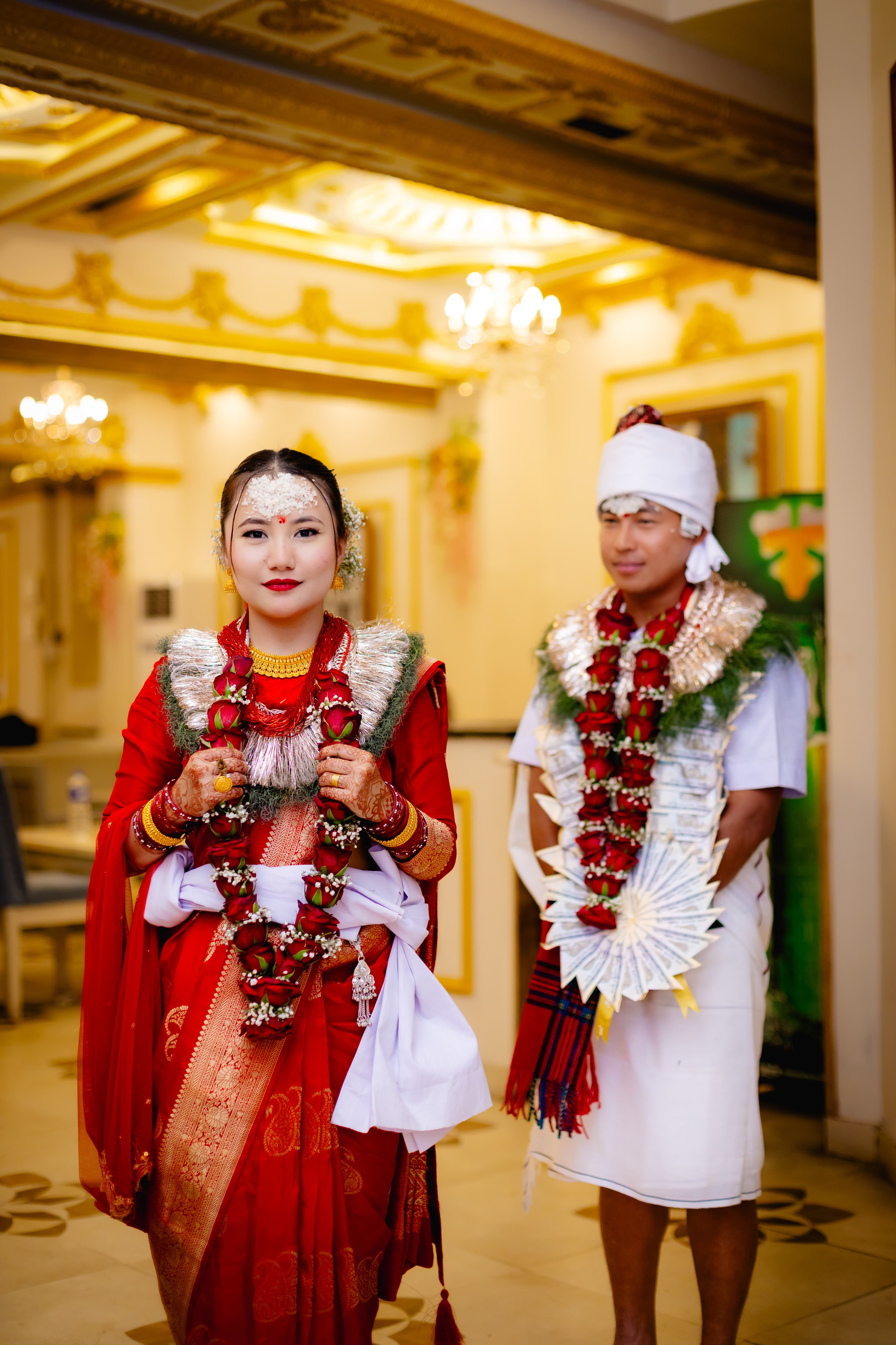 Traditional Garland Couple Portrait