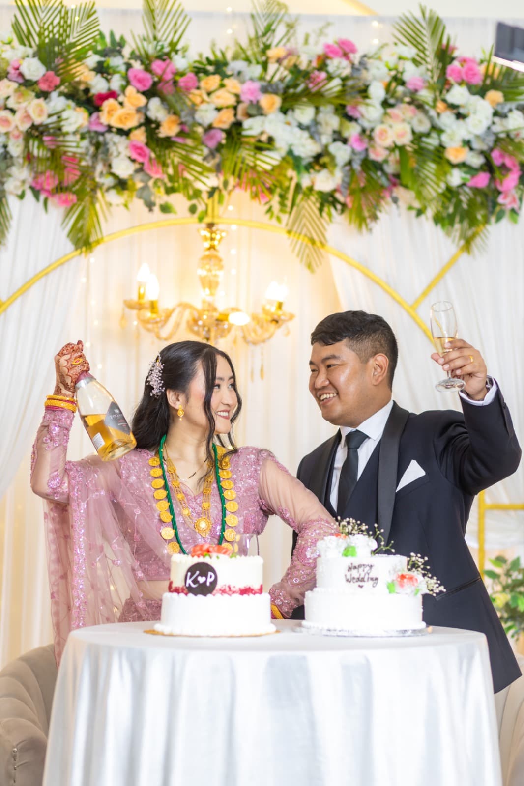 Couple Toast and Cake Portrait